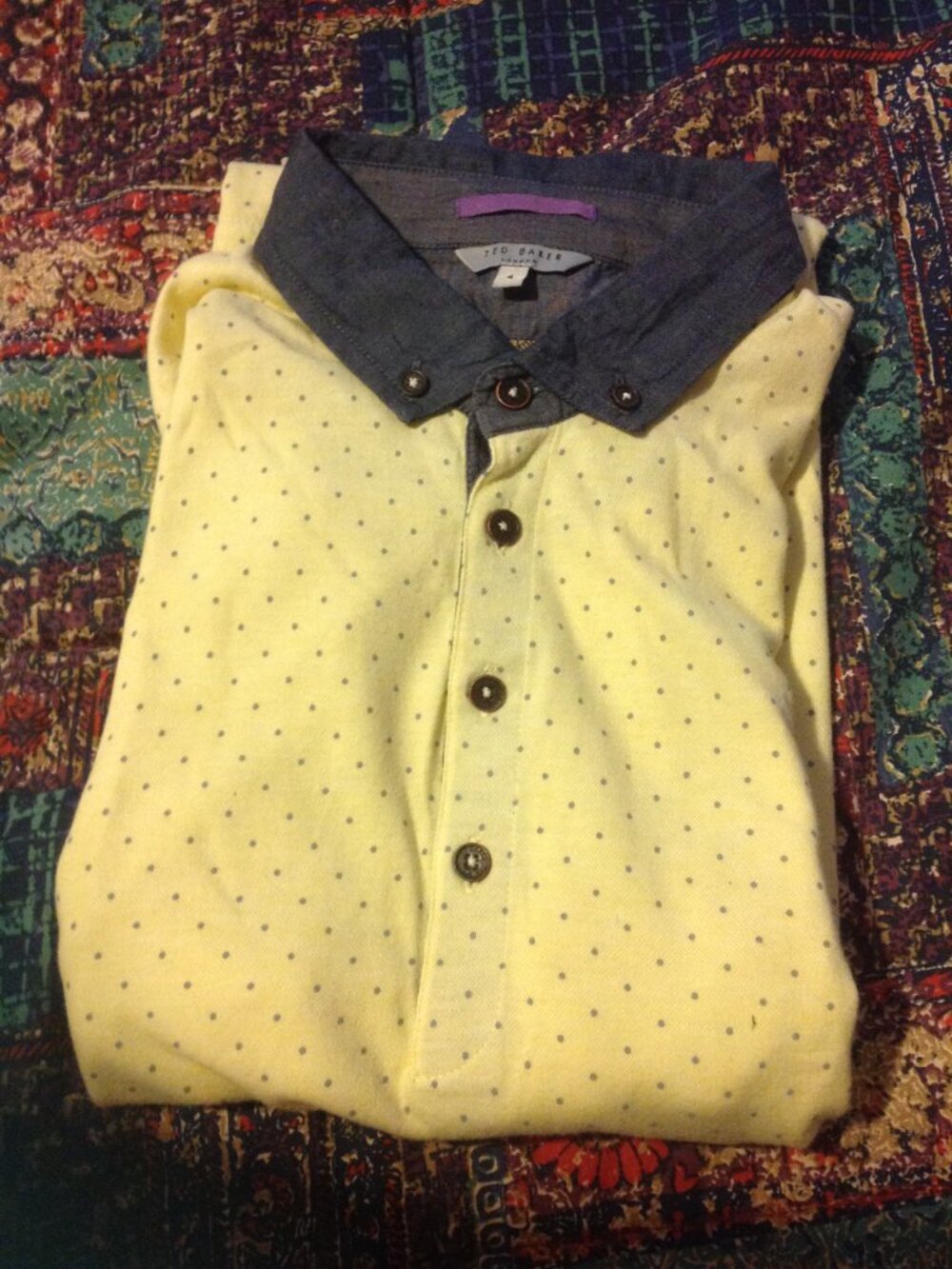 Ted Baker Men's Yellow Large (4) Short Sleeve Polo Shirt in Very Good Condition